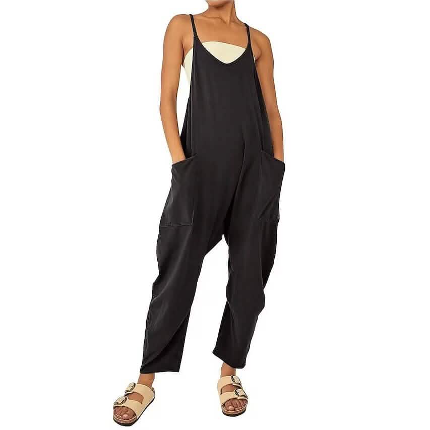 Women's Jumpsuit Maternity Solid Color V Neck Regular Fit Sleeveless - Renee Lane Company