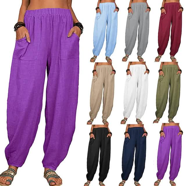Women's Linen High Waist Wide Leg Pants - Renee Lane Company