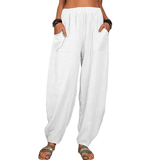 Women's Linen High Waist Wide Leg Pants - Renee Lane Company