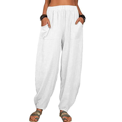 Women's Linen High Waist Wide Leg Pants - Renee Lane Company