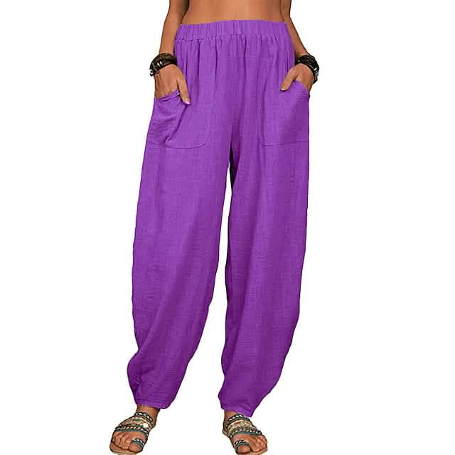 Women's Linen High Waist Wide Leg Pants - Renee Lane Company