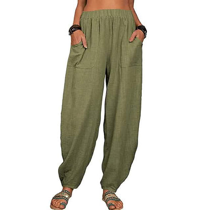 Women's Linen High Waist Wide Leg Pants - Renee Lane Company
