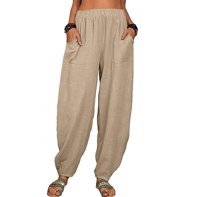 Women's Linen High Waist Wide Leg Pants - Renee Lane Company