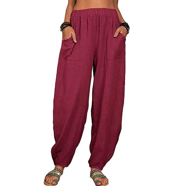 Women's Linen High Waist Wide Leg Pants - Renee Lane Company
