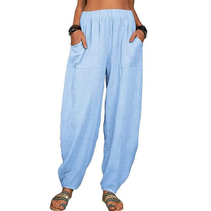 Women's Linen High Waist Wide Leg Pants - Renee Lane Company