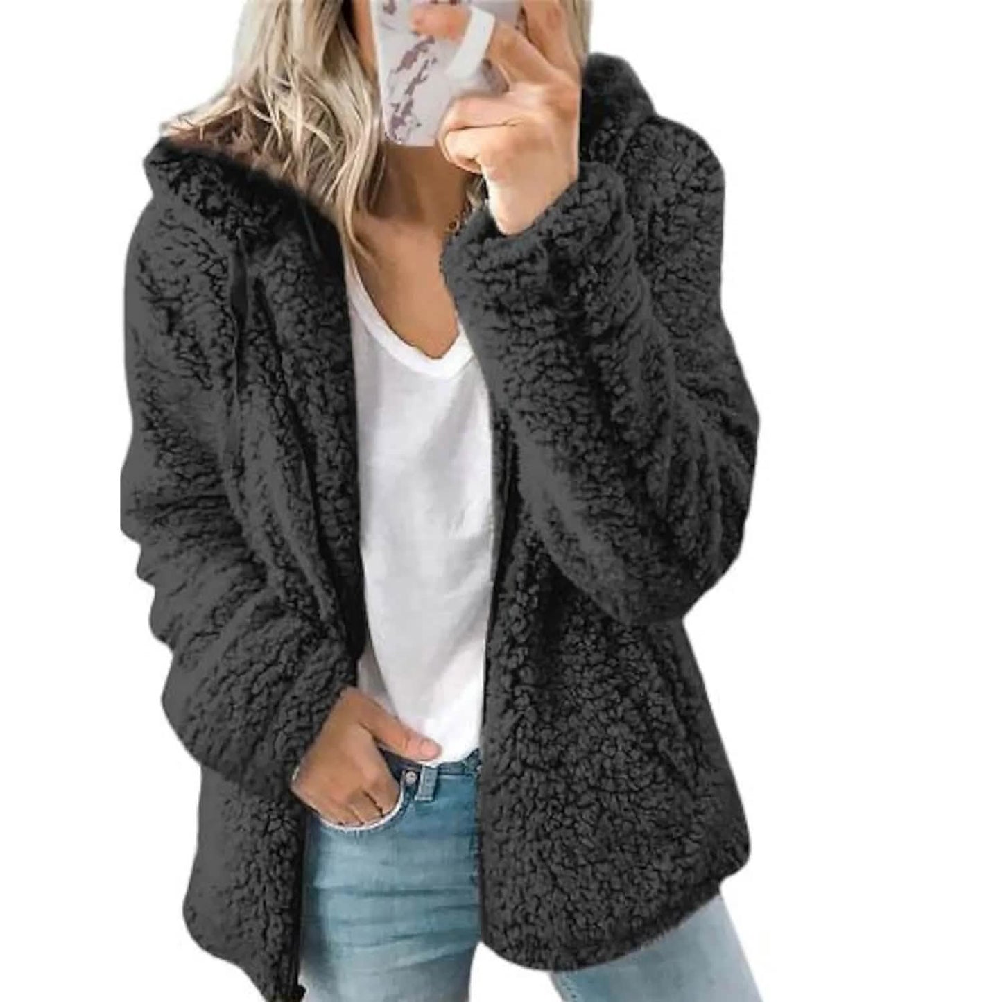 Women's Plus Size Hoodie Coat Long Sleeve - Renee Lane Company