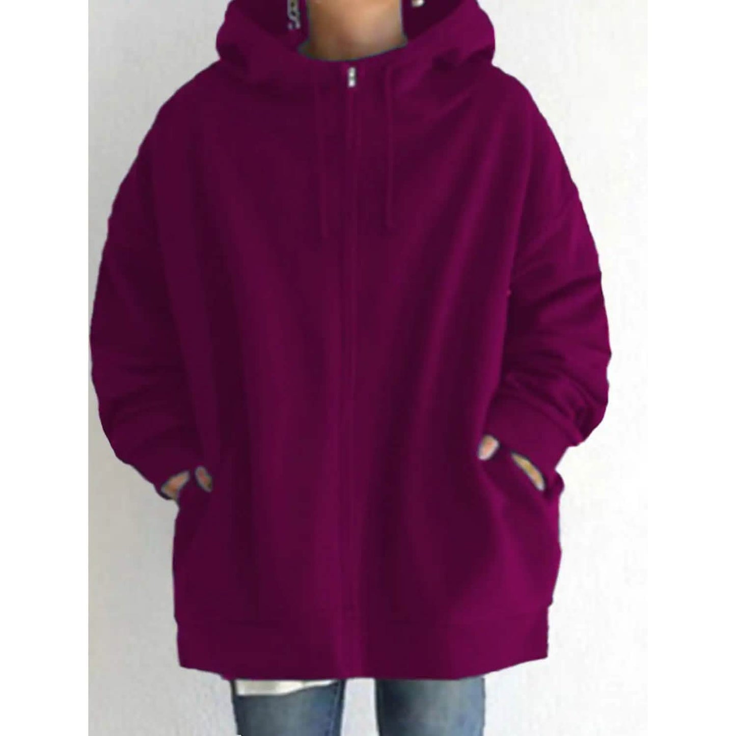 Women's Plus Size Jacket Zipper Pocket Solid Formal Long Sleeve - Renee Lane Company