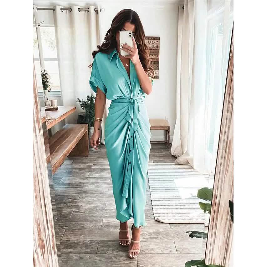 Women's Shirt Maxi Long Dress - Renee Lane Company