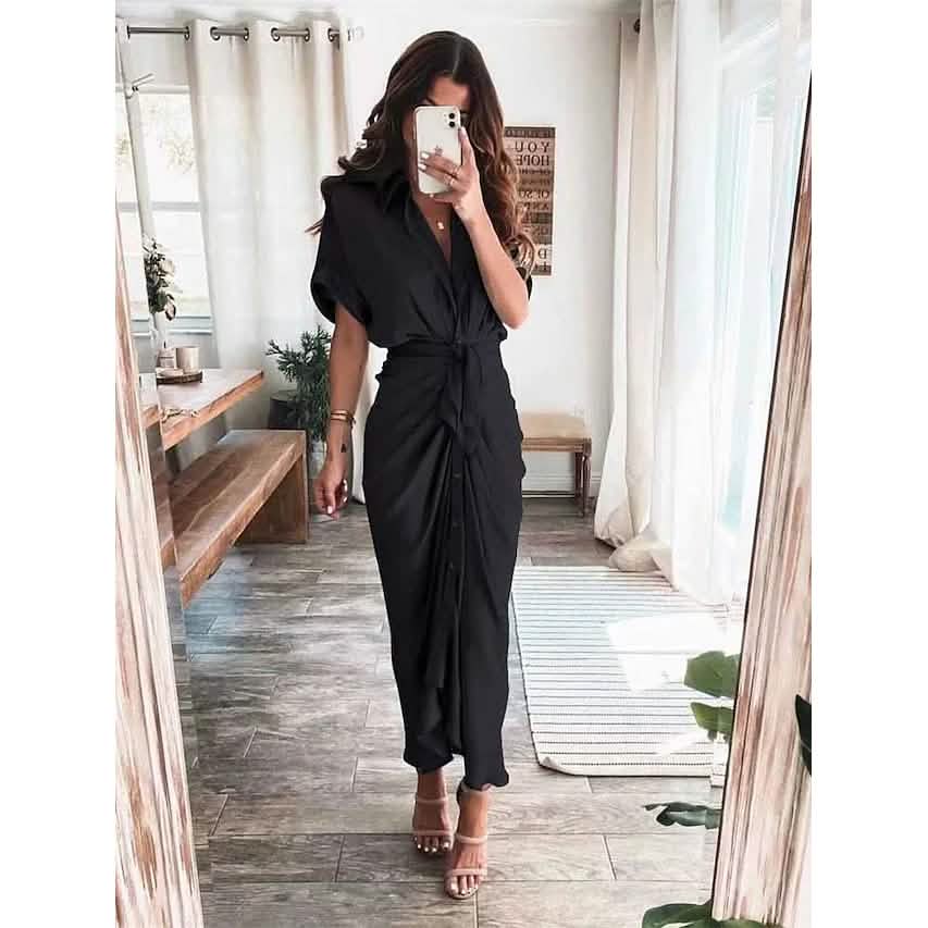 Women's Shirt Maxi Long Dress - Renee Lane Company