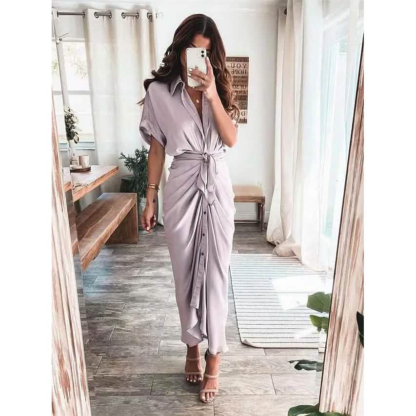 Women's Shirt Maxi Long Dress - Renee Lane Company