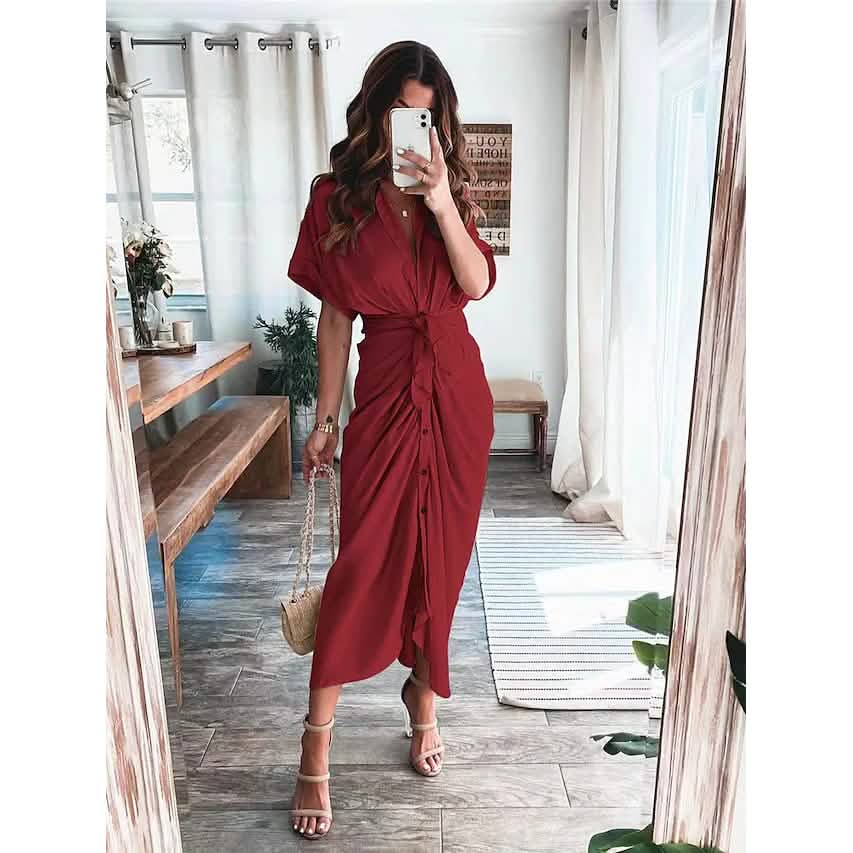 Women's Shirt Maxi Long Dress - Renee Lane Company