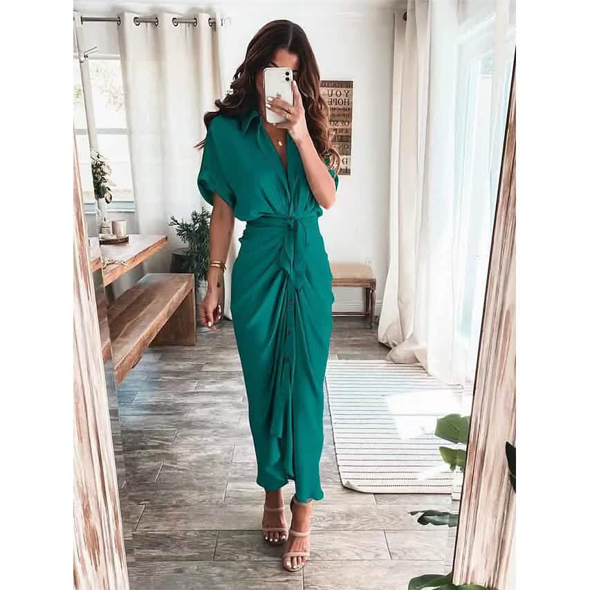 Women's Shirt Maxi Long Dress - Renee Lane Company