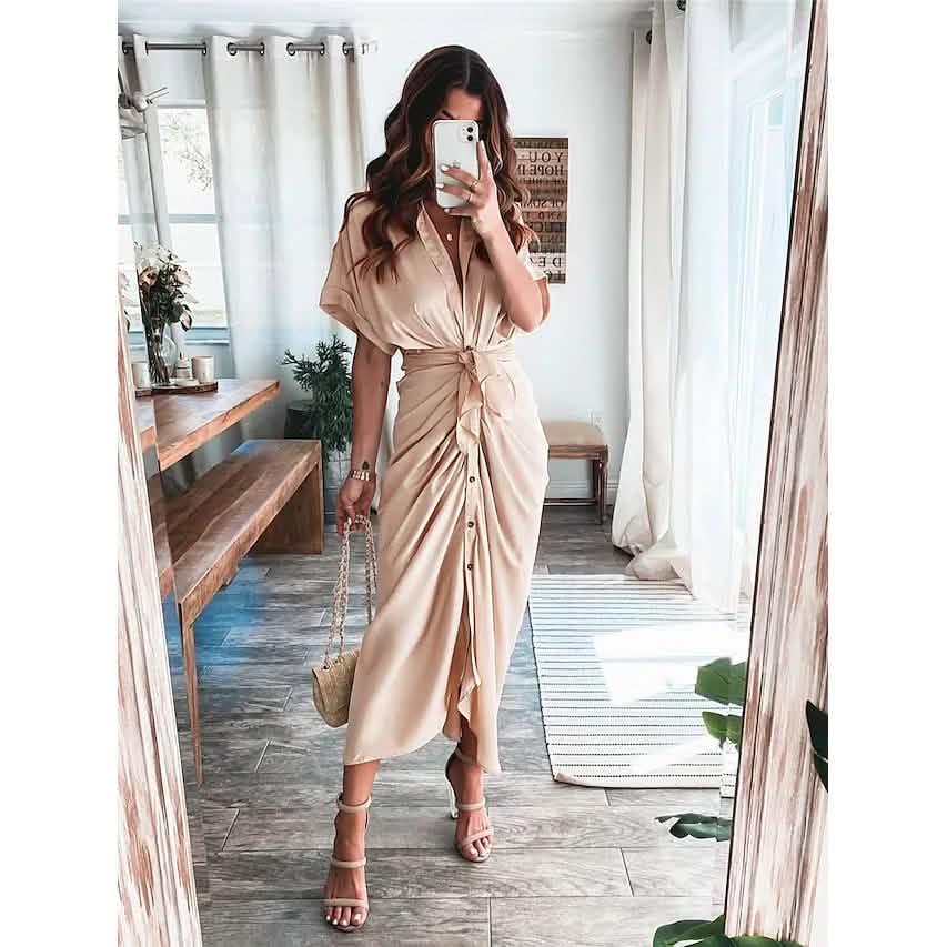 Women's Shirt Maxi Long Dress - Renee Lane Company