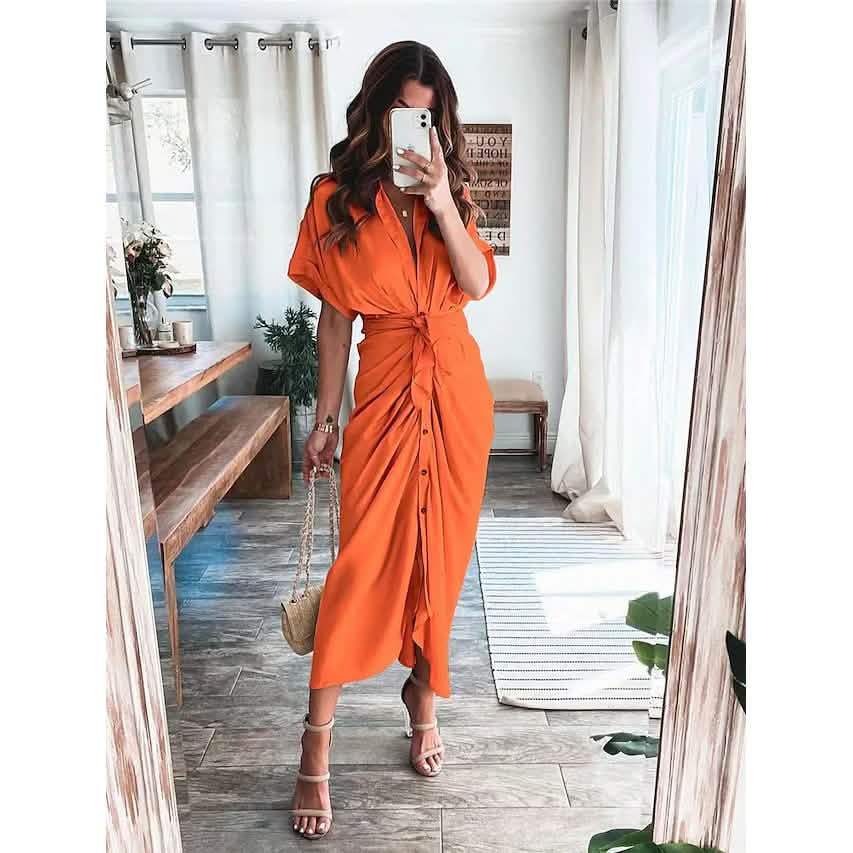 Women's Shirt Maxi Long Dress - Renee Lane Company