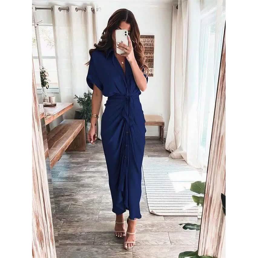 Women's Shirt Maxi Long Dress - Renee Lane Company