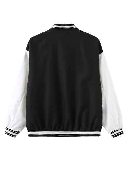 Women's Varsity Jacket Vintage Letter Print Cropped Baseball Coat 90's Fashion Streetwear Bomber Outer Coat - Renee Lane Company