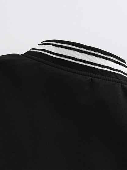 Women's Varsity Jacket Vintage Letter Print Cropped Baseball Coat 90's Fashion Streetwear Bomber Outer Coat - Renee Lane Company