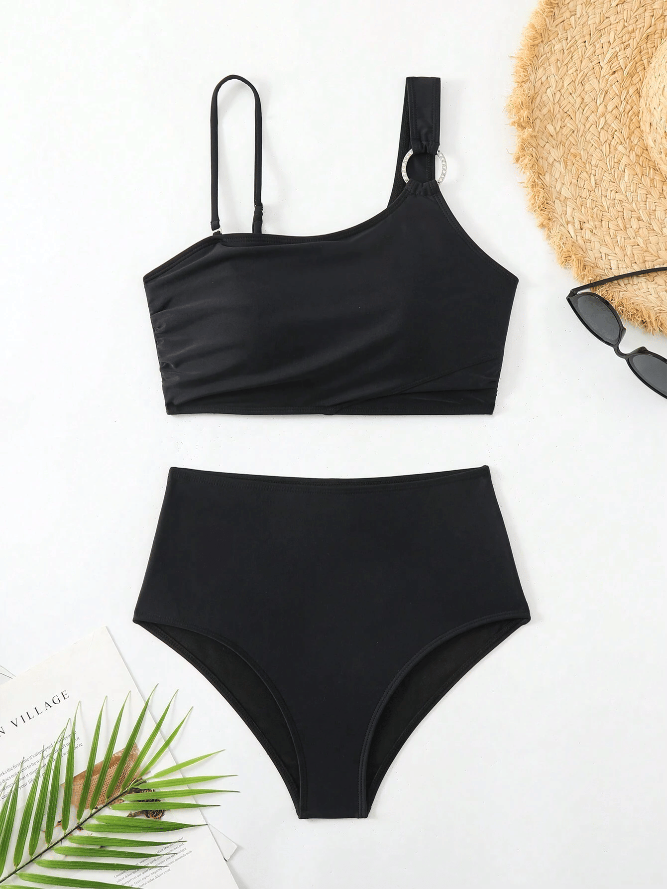 Women's minimalist asymmetrical split style quick drying bikini swimsuit - Renee Lane Company
