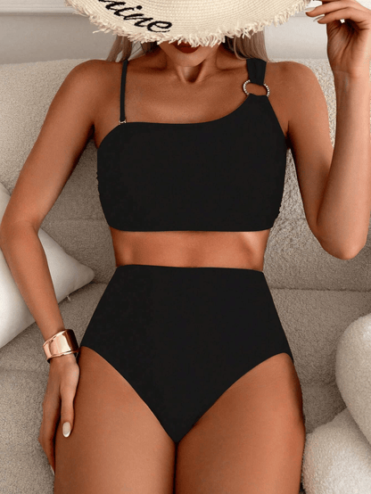 Women's minimalist asymmetrical split style quick drying bikini swimsuit - Renee Lane Company