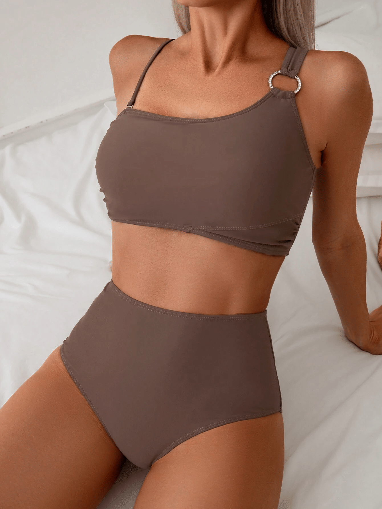 Women's minimalist asymmetrical split style quick drying bikini swimsuit - Renee Lane Company