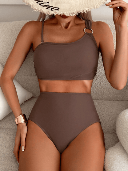 Women's minimalist asymmetrical split style quick drying bikini swimsuit - Renee Lane Company