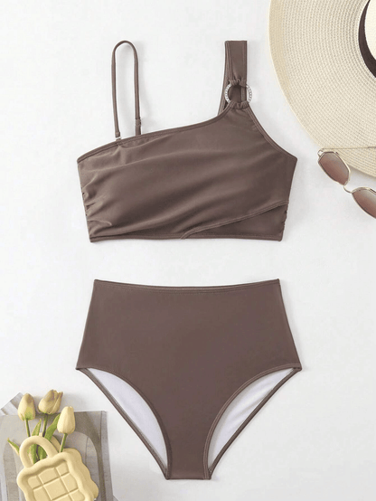 Women's minimalist asymmetrical split style quick drying bikini swimsuit - Renee Lane Company