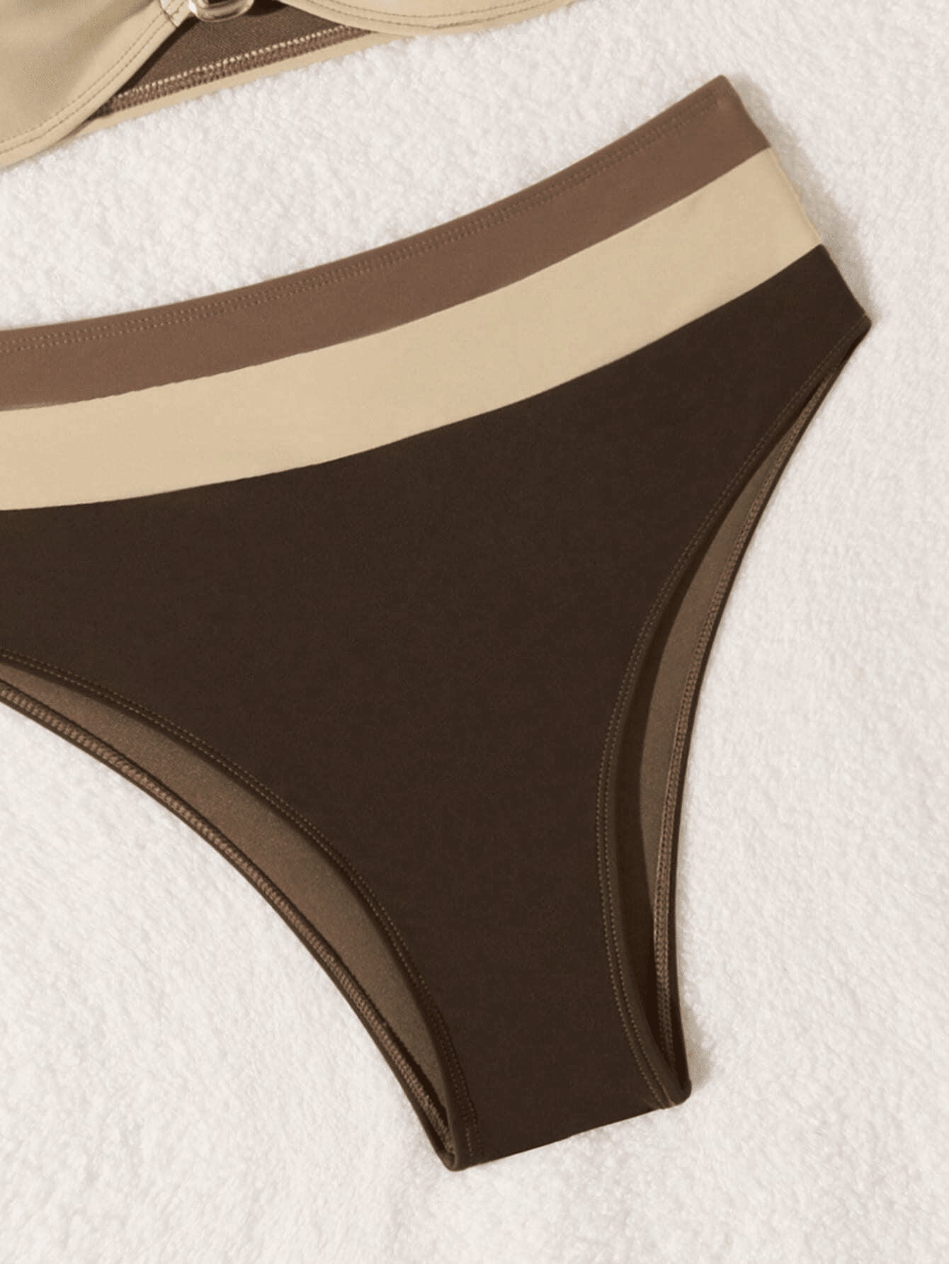 Women's two-piece coffee colored bikini swimsuit strapless fashion quick drying - Renee Lane Company