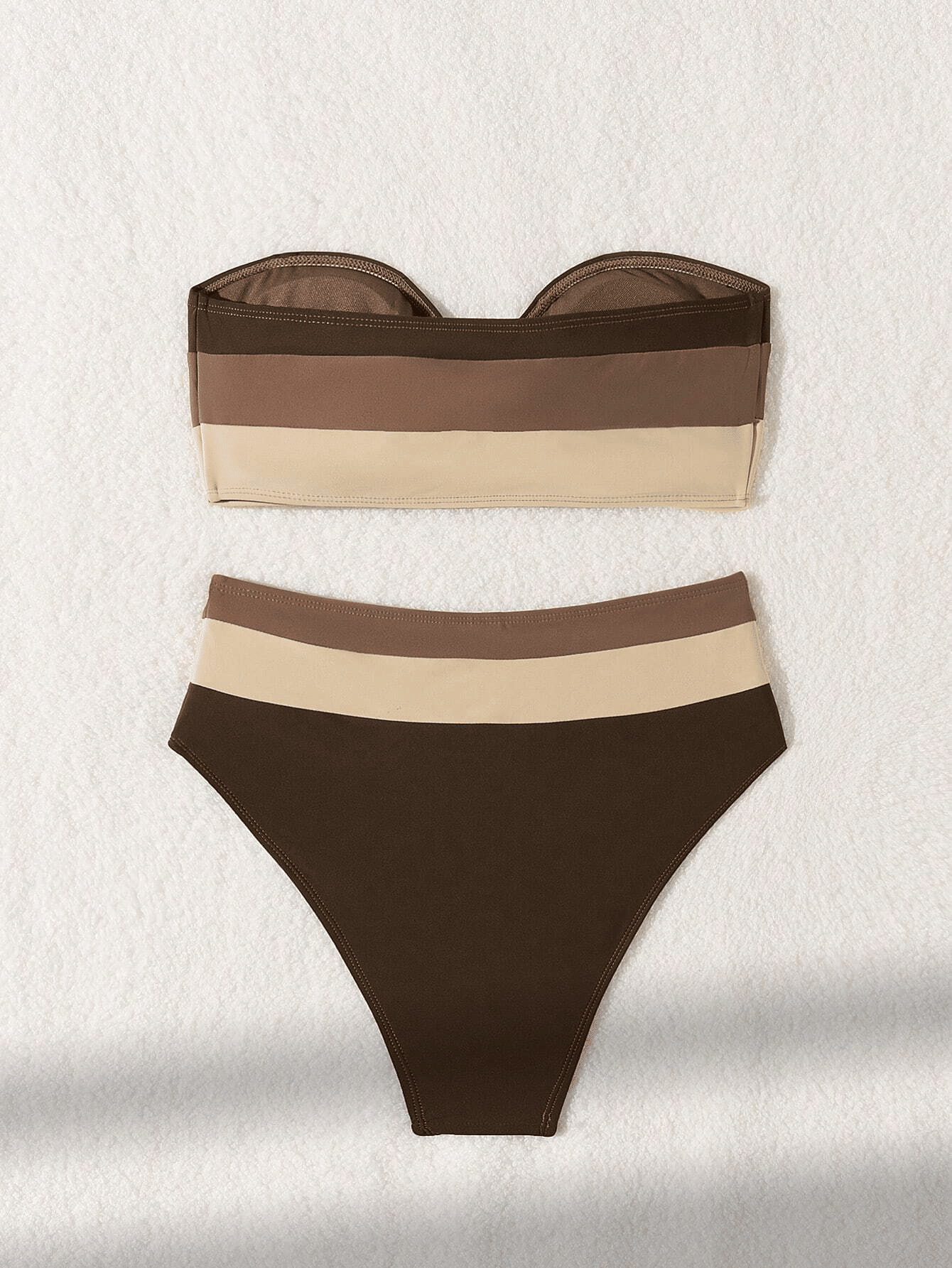 Women's two-piece coffee colored bikini swimsuit strapless fashion quick drying - Renee Lane Company
