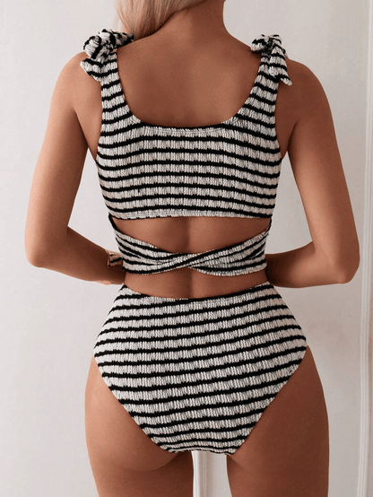 Women's two-piece striped swimsuit - Renee Lane Company
