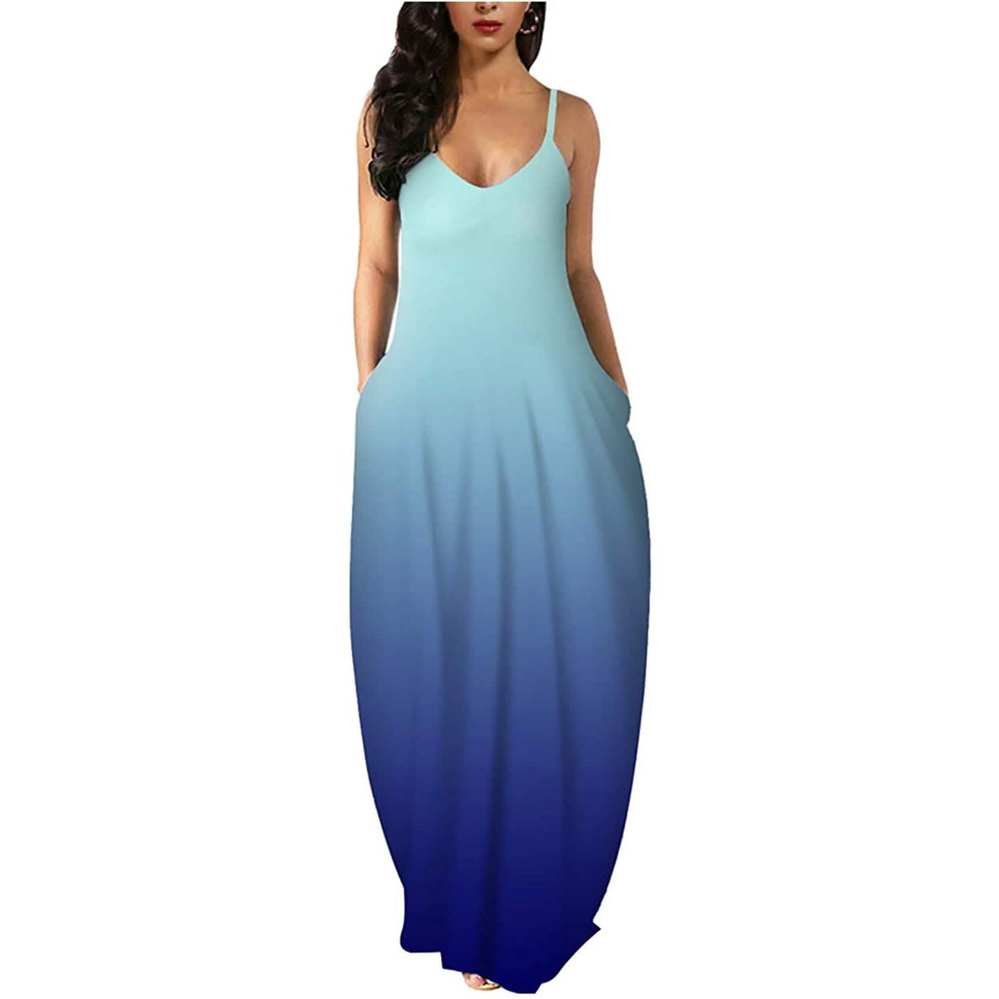 Womens Casual Sleeveless Plus Size Loose Plain Long Maxi Dress with Pockets - Renee Lane Company