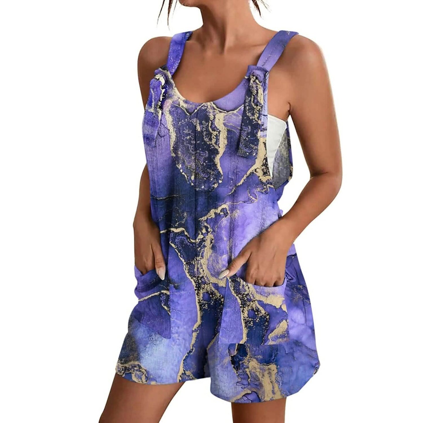 Womens V-Neck Strap Pocket Jumpsuit - Renee Lane Company