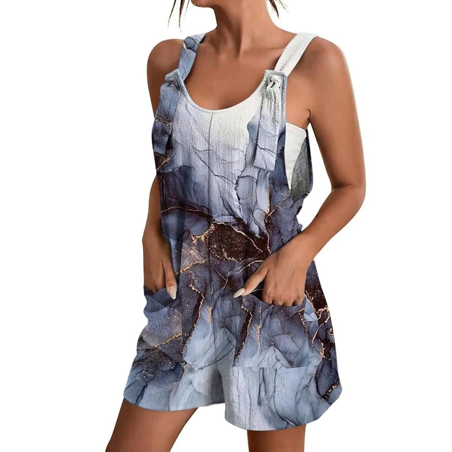 Womens V-Neck Strap Pocket Jumpsuit - Renee Lane Company