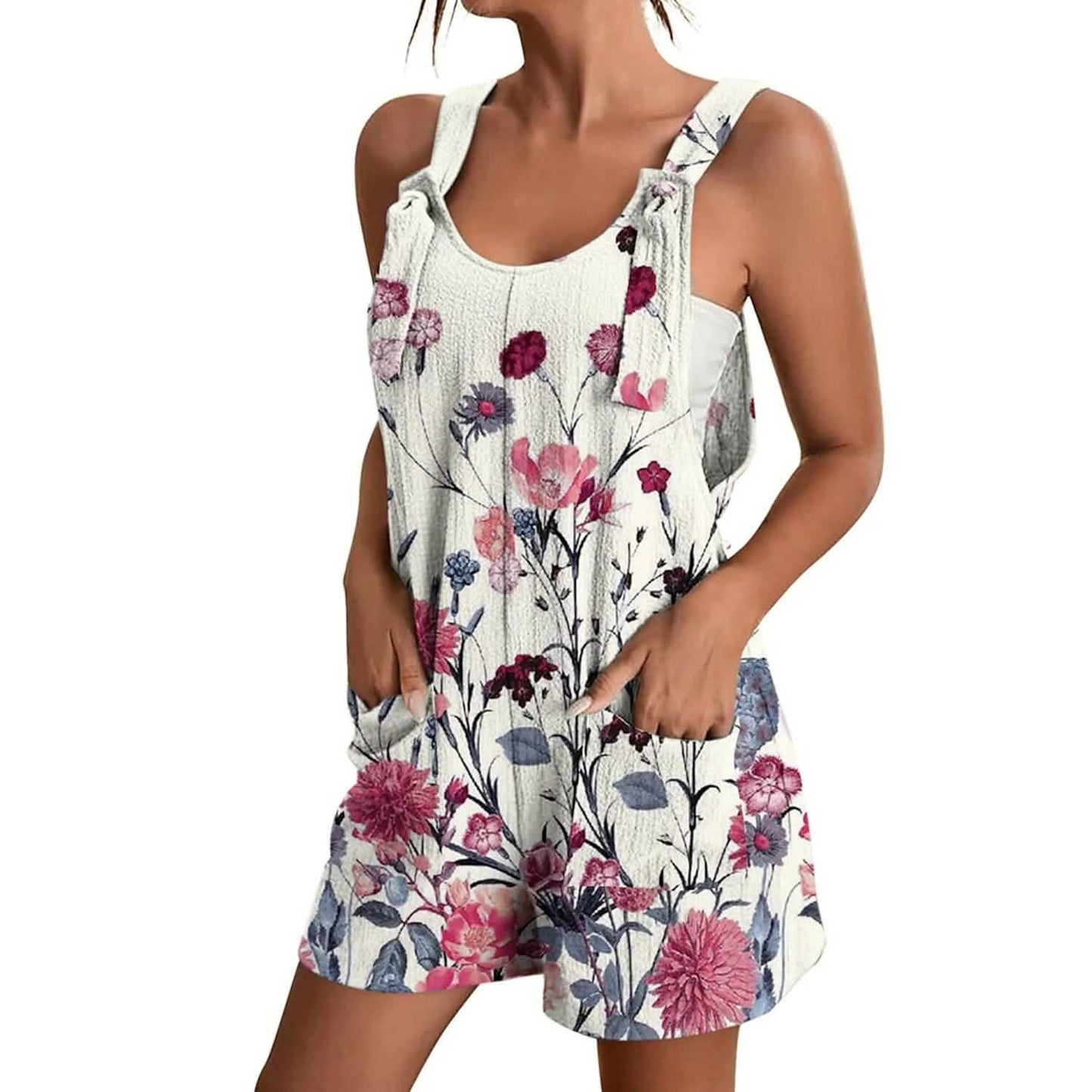 Womens V-Neck Strap Pocket Jumpsuit - Renee Lane Company