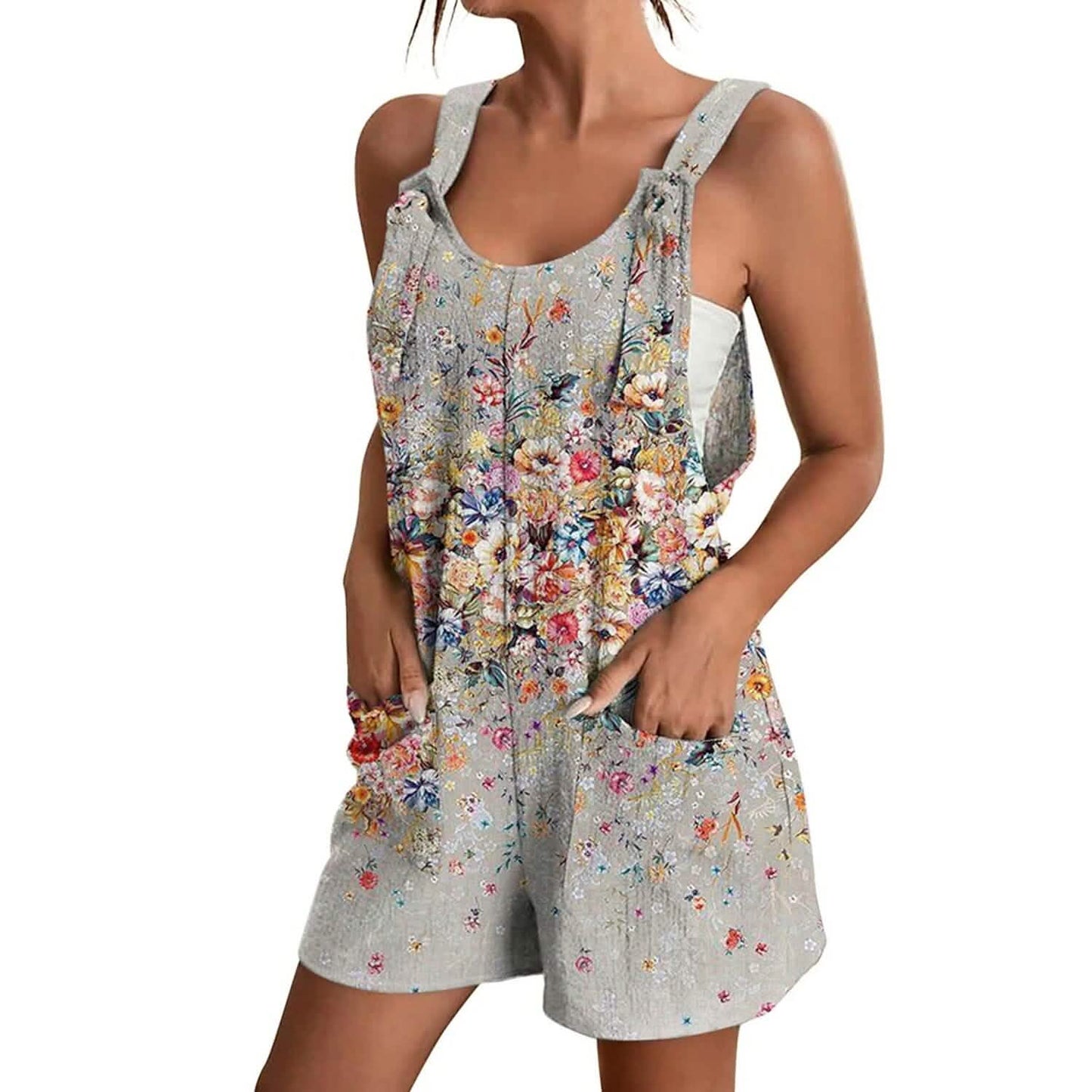 Womens V-Neck Strap Pocket Jumpsuit - Renee Lane Company