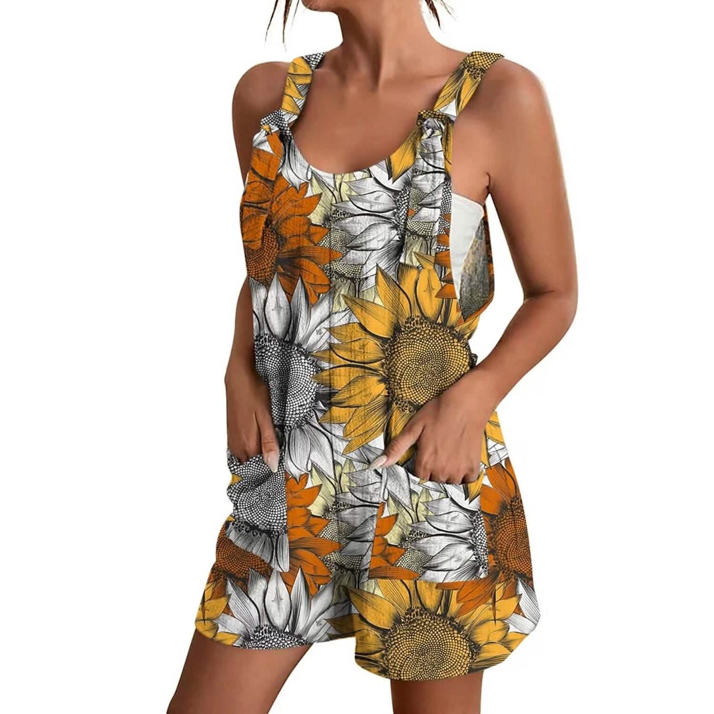 Womens V-Neck Strap Pocket Jumpsuit - Renee Lane Company