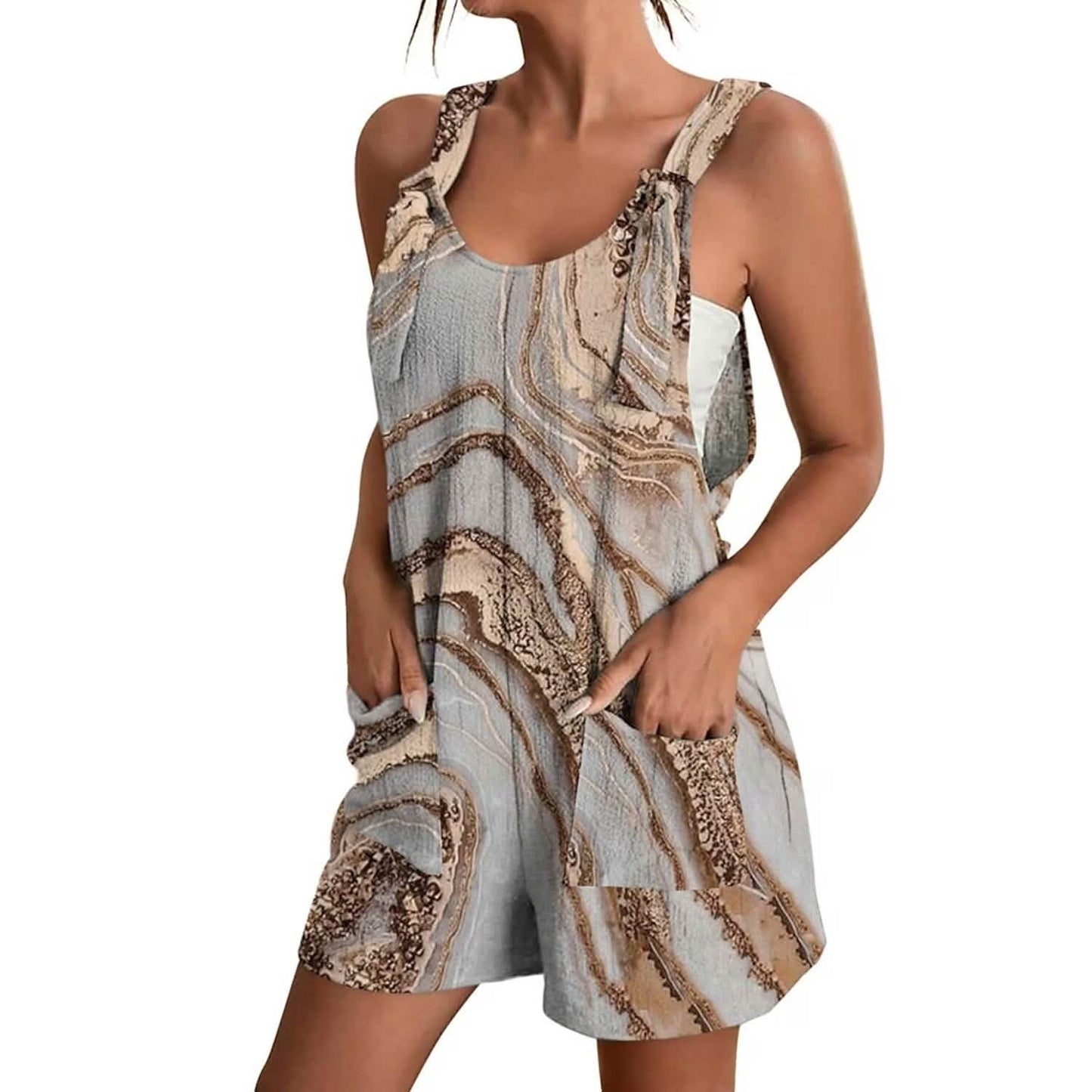 Womens V-Neck Strap Pocket Jumpsuit - Renee Lane Company
