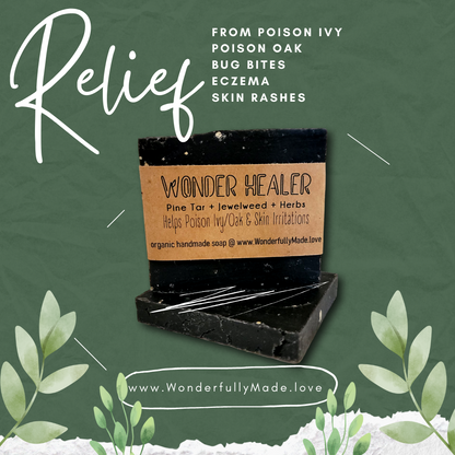 Wonder Healer Soap | Pine Tar | Jewelweed | Herbal | Colloidal Oatmeal | for Poison Ivy and other Skin Ailments - Renee Lane Company
