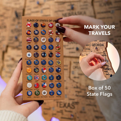 Wooden 3d LED Map of USA - Gold - Renee Lane Company