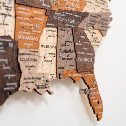 Wooden 3d LED Map of USA - Multicolor - Renee Lane Company