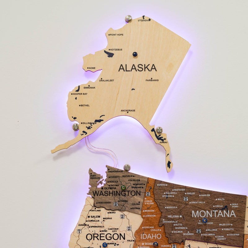 Wooden 3d LED Map of USA - Multicolor - Renee Lane Company