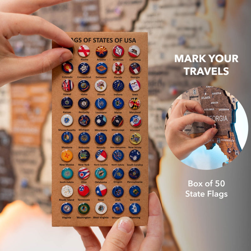 Wooden 3d LED Map of USA - Multicolor - Renee Lane Company