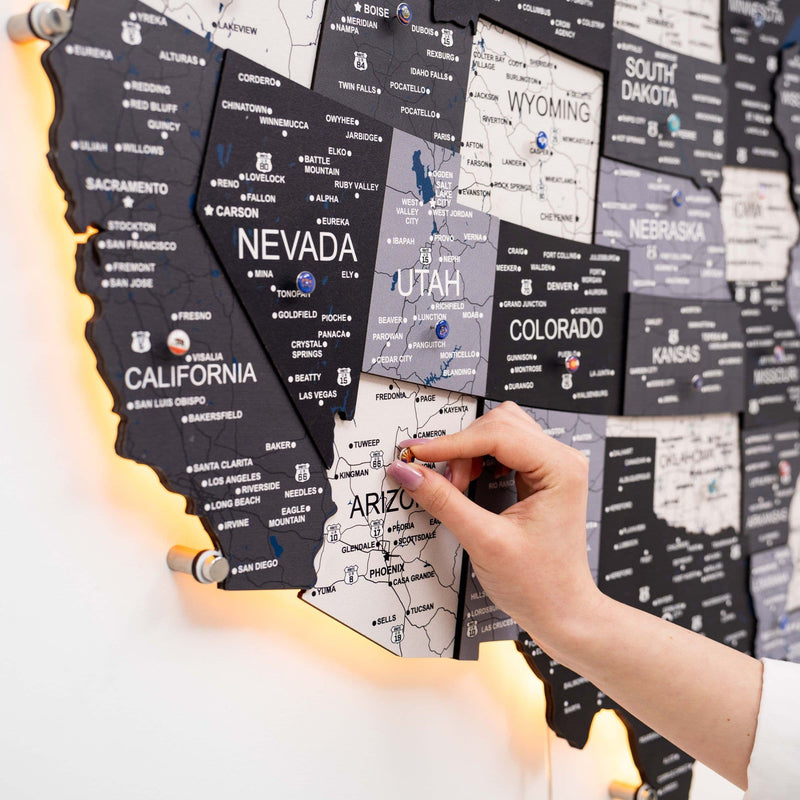 Wooden 3d LED Map of USA - Nordik - Renee Lane Company