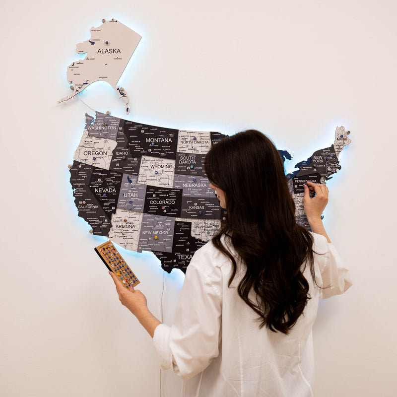 Wooden 3d LED Map of USA - Nordik - Renee Lane Company
