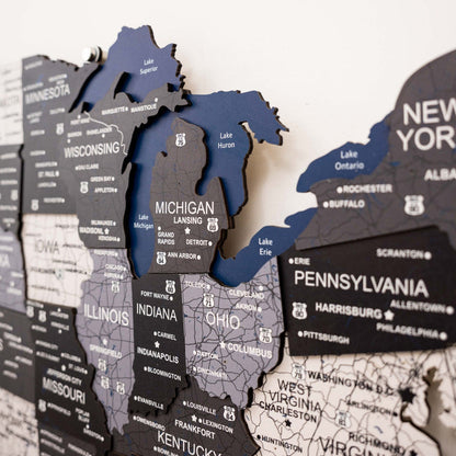 Wooden 3d LED Map of USA - Nordik - Renee Lane Company