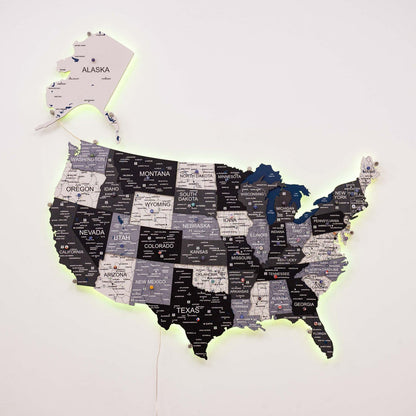Wooden 3d LED Map of USA - Nordik - Renee Lane Company
