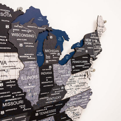 Wooden 3d LED Map of USA - Nordik - Renee Lane Company