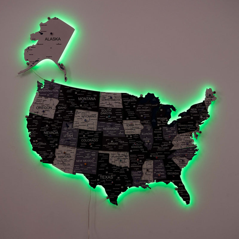 Wooden 3d LED Map of USA - Nordik - Renee Lane Company