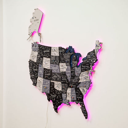 Wooden 3d LED Map of USA - Nordik - Renee Lane Company