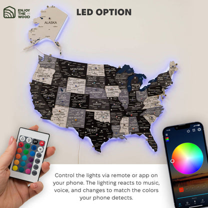 Wooden 3d LED Map of USA - Nordik - Renee Lane Company