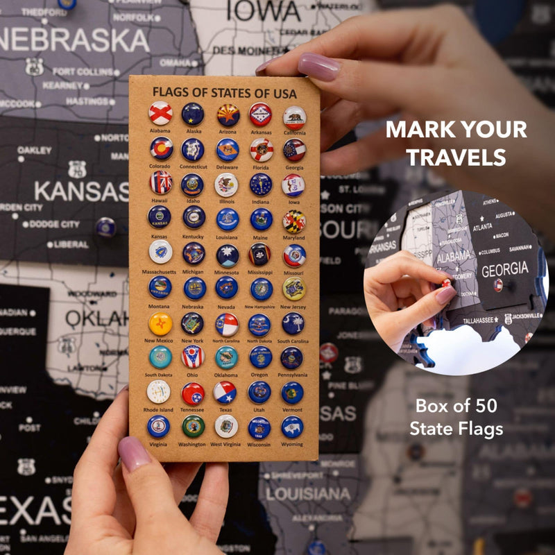 Wooden 3d LED Map of USA - Nordik - Renee Lane Company